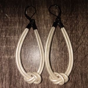 HANDMADE! WHITE PEARL  DOUBLE LEATHER Hoop